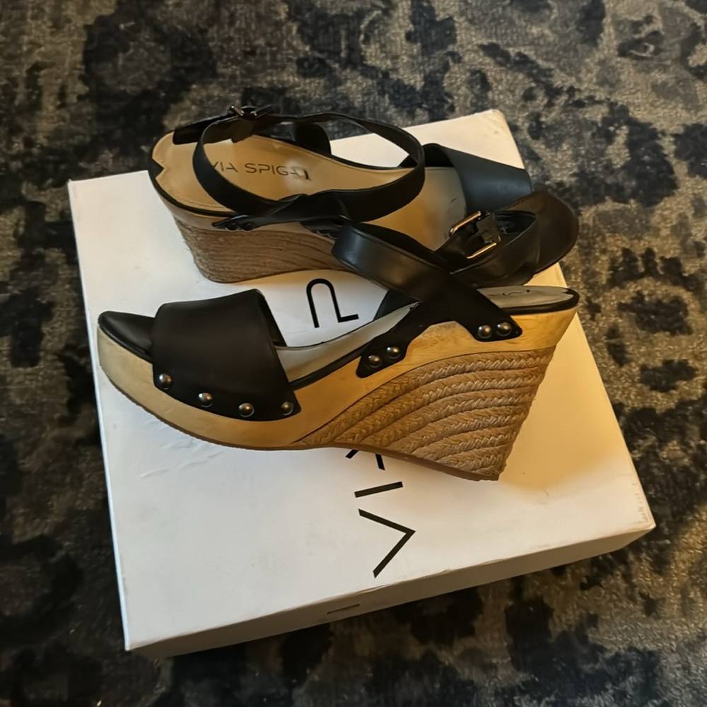 Via Spiga V-Wallis Wedge Sandal 9.5 M